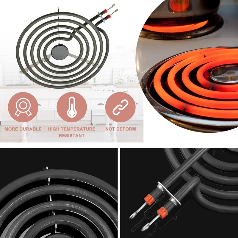 Fetechmate Electric Stove Burner Drip Pans Chrome 316048413(8”) 316048414(6”) and MP22YA Electric Range Burner Elements Replacement for Ken-more Tap-pan Frigi-daire Electric Stove Burner by - Image 5